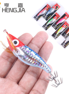 HENG JIA渔具夜光水平虾 生饵10cm9g鱼饵 鱿鱼钩夜光鱿鱼针