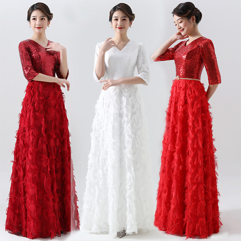 现代新娘敬酒服2023新款春款红色长款显瘦结婚答谢宴会晚礼服裙女