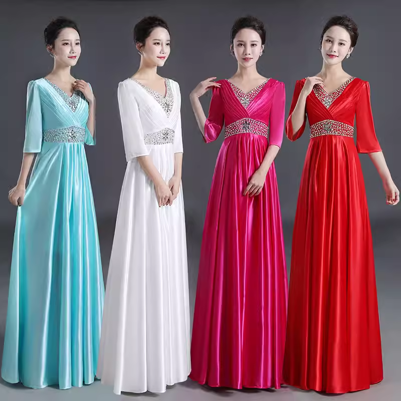 大合唱礼服演出服女长裙新款气质合唱团主持朗诵比赛舞台服装成人