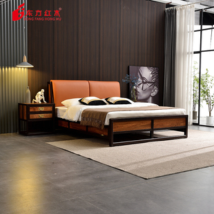 刺猬紫檀105 1型红木床三件套 时尚 东方红木禅意新中式