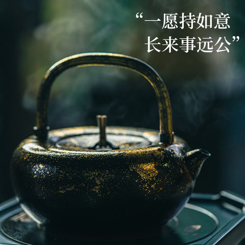 博友制钛如意钛提梁壶黑金款烧水壶户外露营野营茶壶野外煮水壶
