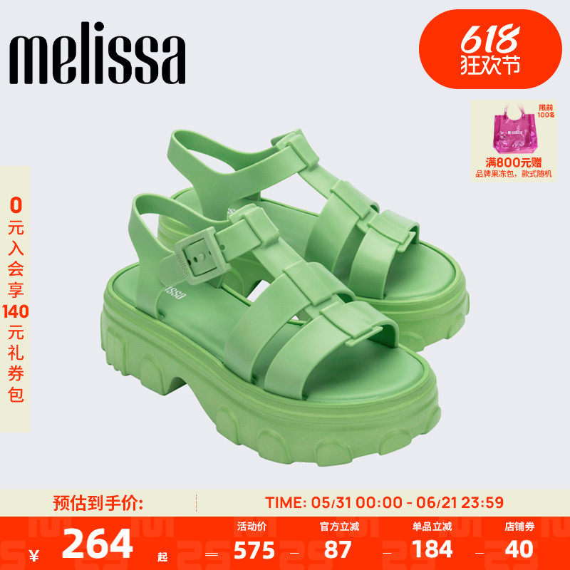 Melissa梅丽莎25秋季款Ella厚底露趾齿轮果冻罗马猪笼凉鞋女35791