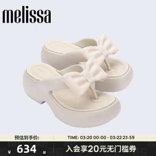 Melissa/梅丽莎26新品女多巴胺配色厚底蝴蝶酥面包人字拖鞋37622
