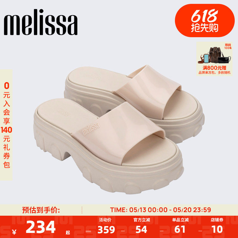 Melissa梅丽莎25款Ella高级感厚底拖鞋女夏外穿软底凉拖鞋35882