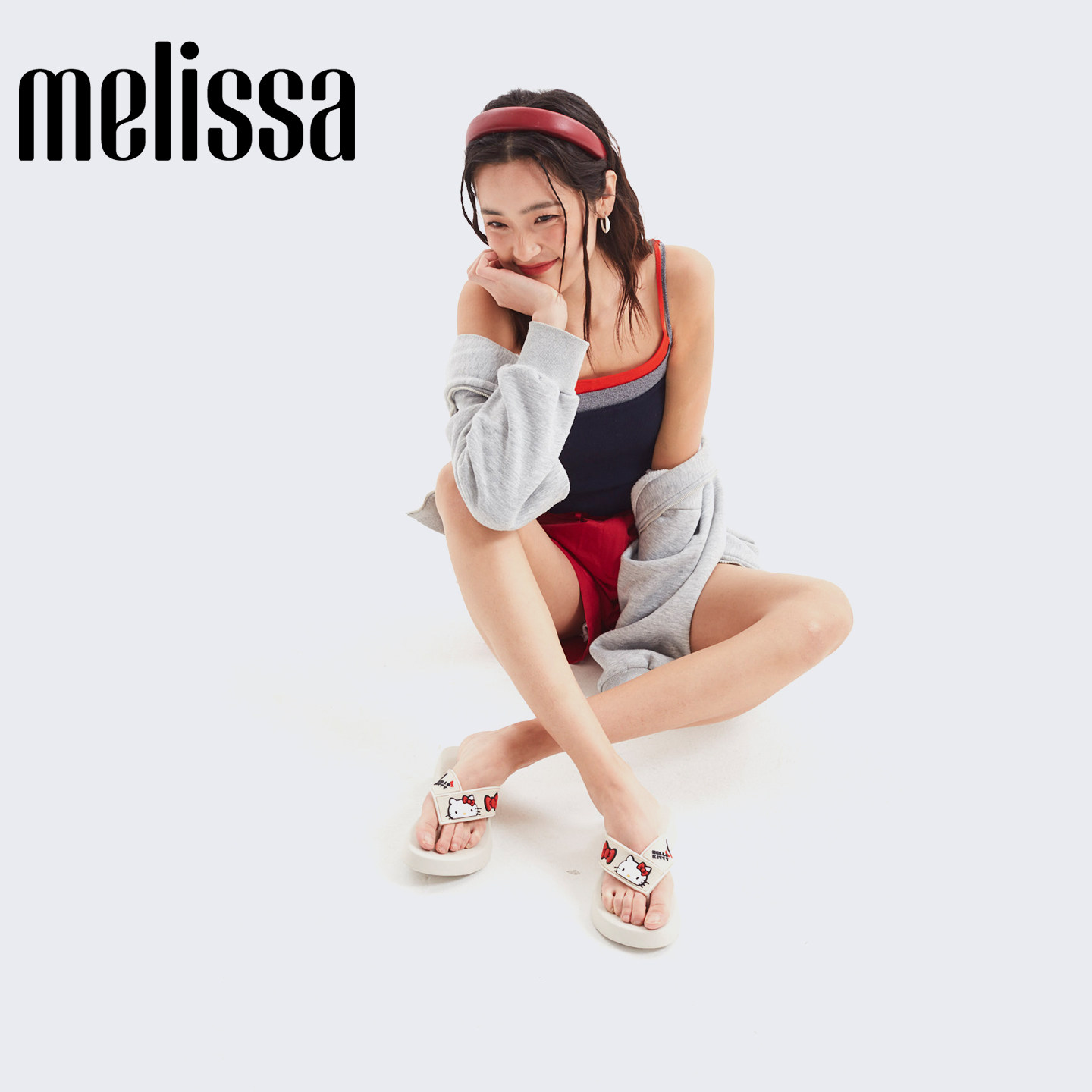 【蜂狂618】Melissa/梅丽莎新款三丽鸥HELLO KITTY联名女人字拖鞋