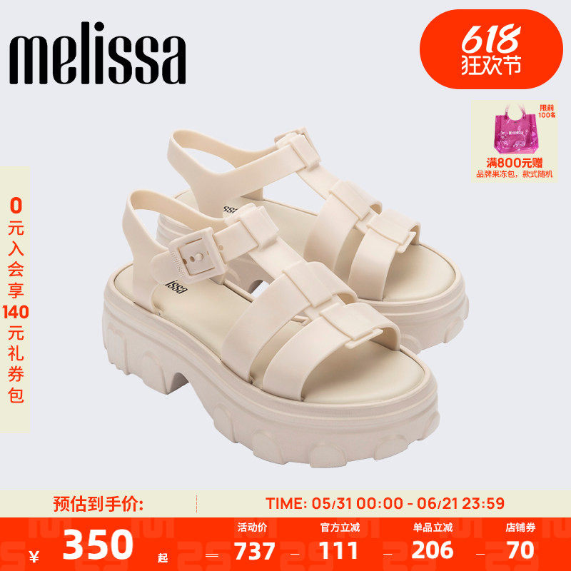 Melissa梅丽莎25款Ella厚底露趾齿轮果冻罗马猪笼凉鞋女35791