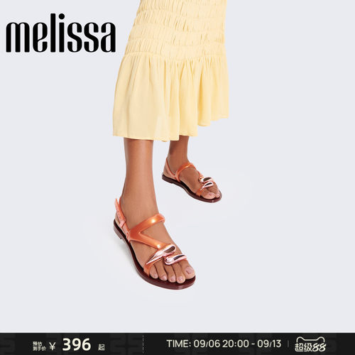 Melissa/梅丽莎夏季果冻配色简约撞色休闲平底女鞋凉鞋37849