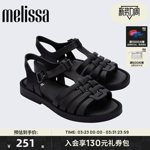 Melissa梅丽莎女时尚 35787 休闲外穿平底露趾罗马凉鞋