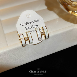 简约 日韩轻奢H字母耳钉女无耳洞耳饰清新独特蚊香盘耳夹无痛时尚