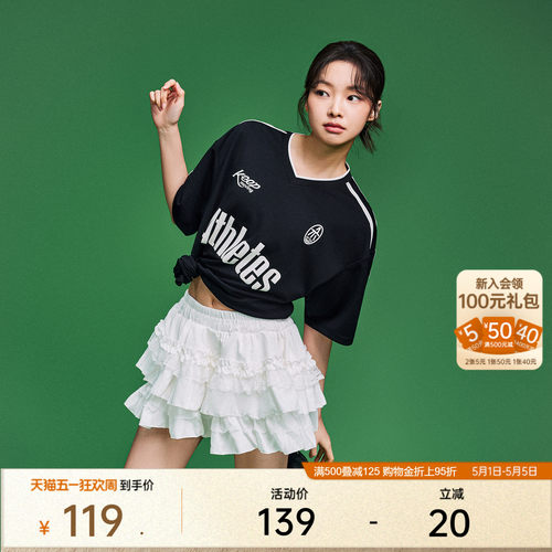 安踏美式复古球迷风女短袖