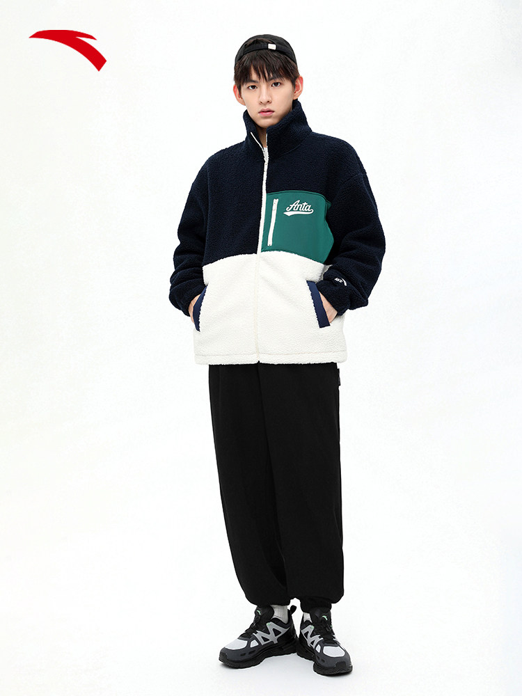 ANTA 양고기 벨벳 접합 두꺼운 벨벳 재킷 남자 겨울 새로운 유행 야구 유니폼 탑 152348709