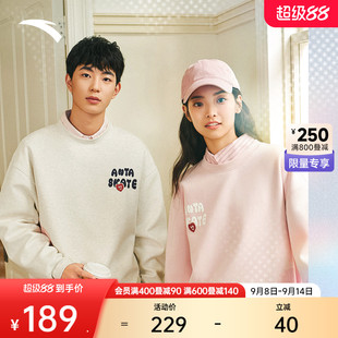 印花情侣宽松圆领长袖 新款 上衣172528703 秋季 安踏套头卫衣男女装