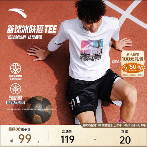 安踏男子短袖T恤衫篮球