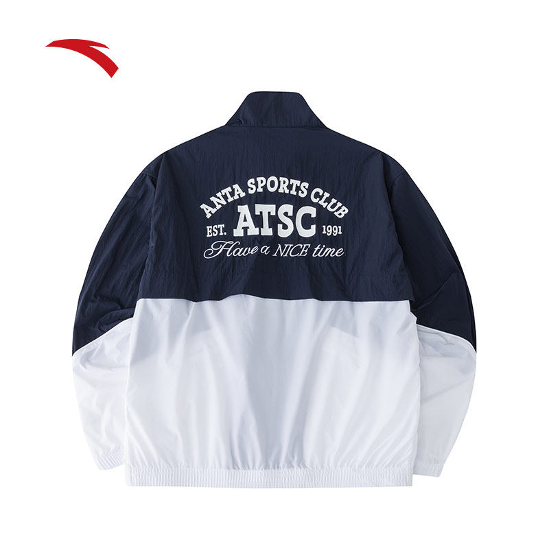 [왕이보와 같은 스타일] ANTA 대학 스타일 재킷 남성 겨울 얇은 스포츠 탑 윈드 브레이커 152428603S