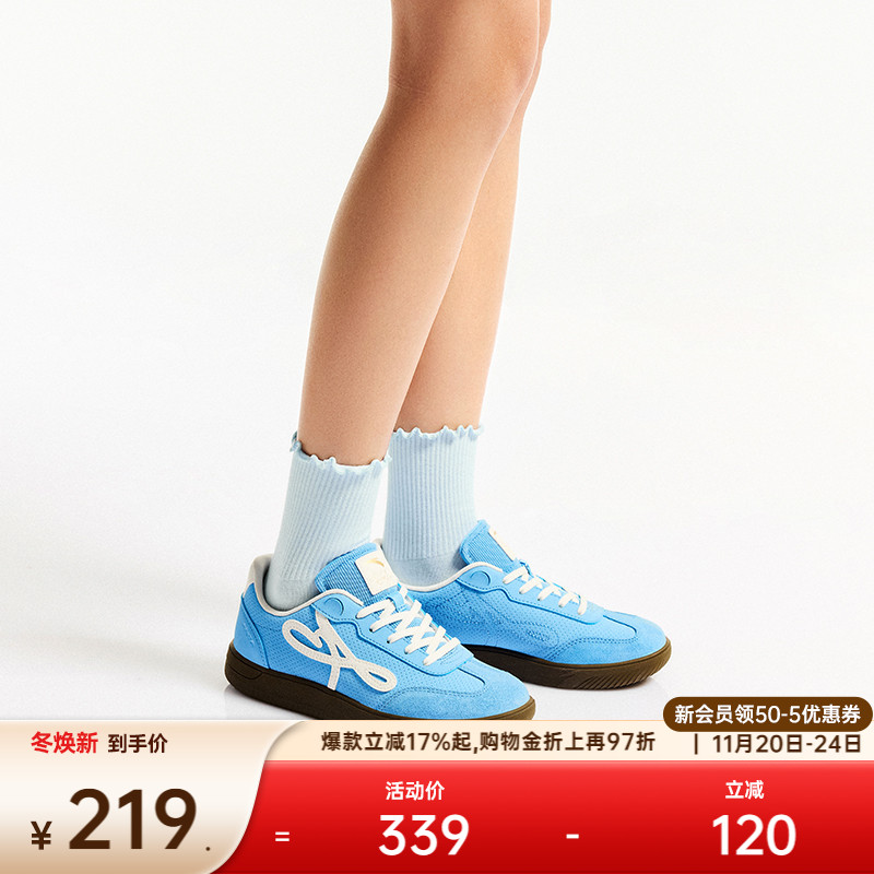 安踏曼舞丨芭蕾风经典薄底德训女T头鞋冬季百搭休闲平底运动鞋