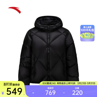 安踏短款运动羽绒服男冬季新款防泼水保暖棉服黑色外套152547938