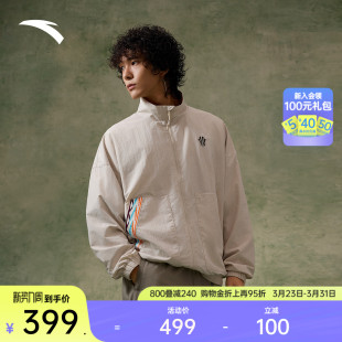 刺绣休闲夹克172611603 运动外套男女装 安踏凯里·欧文系列 美式