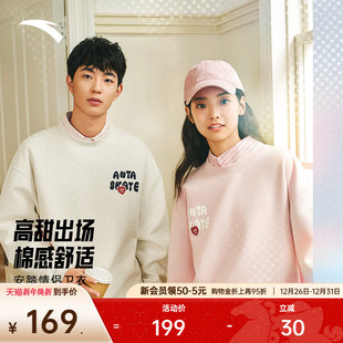 印花情侣宽松圆领长袖 新款 上衣172528703 冬季 安踏套头卫衣男女装