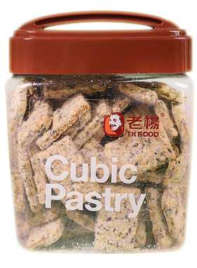 老杨方块芝麻咸酥饼干办公室休闲零食520g罐装代餐早餐茶点食品