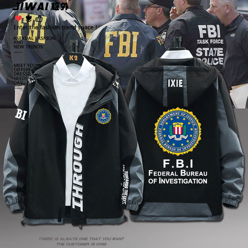 FBI美国联邦调查局特工电影周边秋冬夹克男女外套加厚连帽上衣服