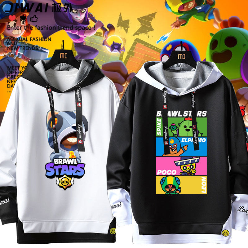 荒野乱斗BrawlStars宙斯红拇指周边连帽卫衣男女秋冬加绒衣服