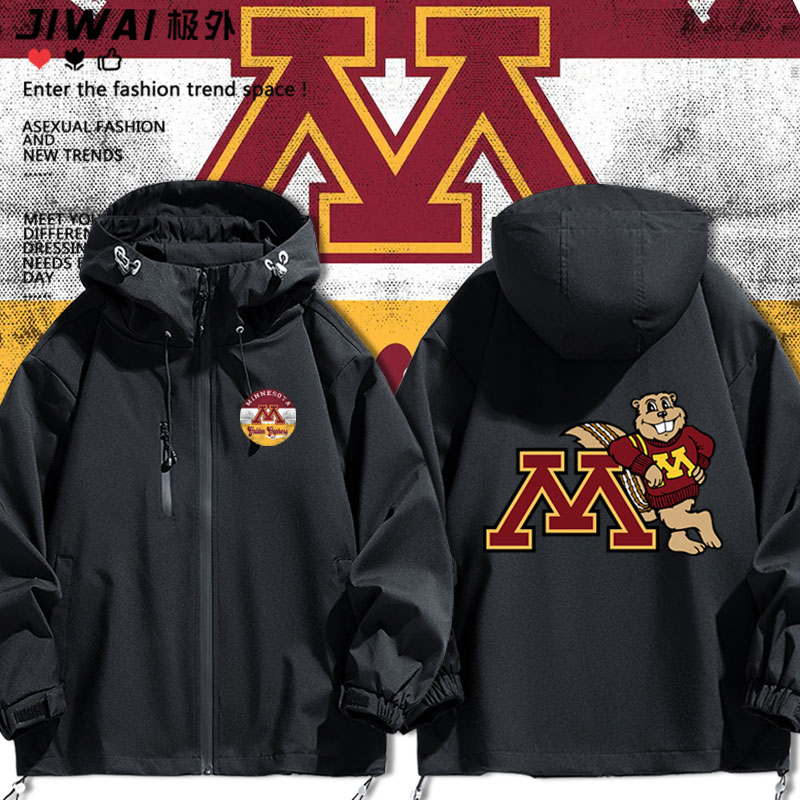 明尼苏达大学UofM衣服校友会Minnesota周边冲锋衣外套男秋冬衣服