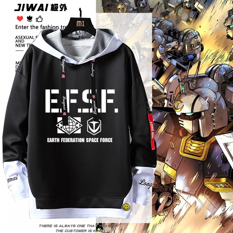 机动战士高达联邦军 E F S F2联名周边同款连帽卫衣男女上衣服