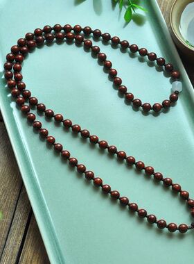 xl0065经典素款456MM保真小叶紫檀手工编织古典百搭项链挂绳挂链