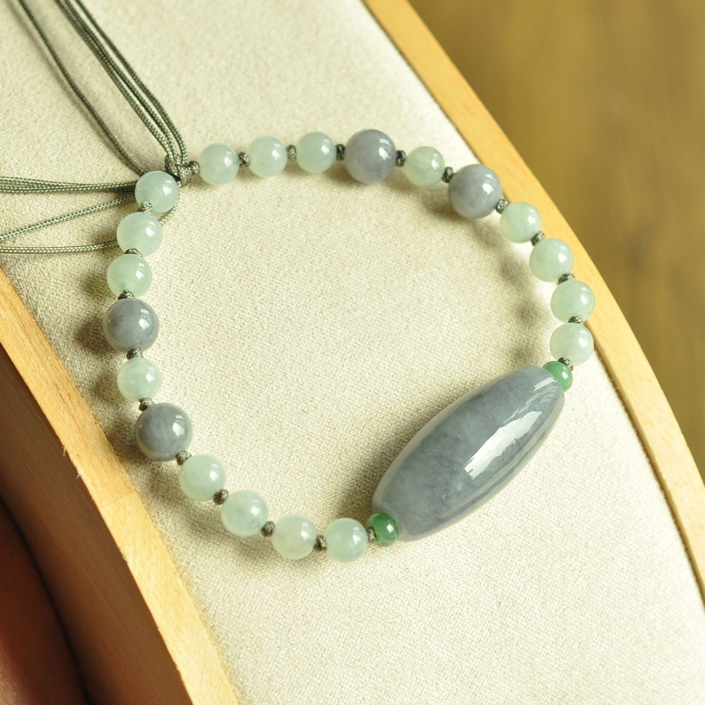 jk98冰润乌鸡料烟灰紫路路通保真正品天然缅甸A货翡翠串珠手链绳