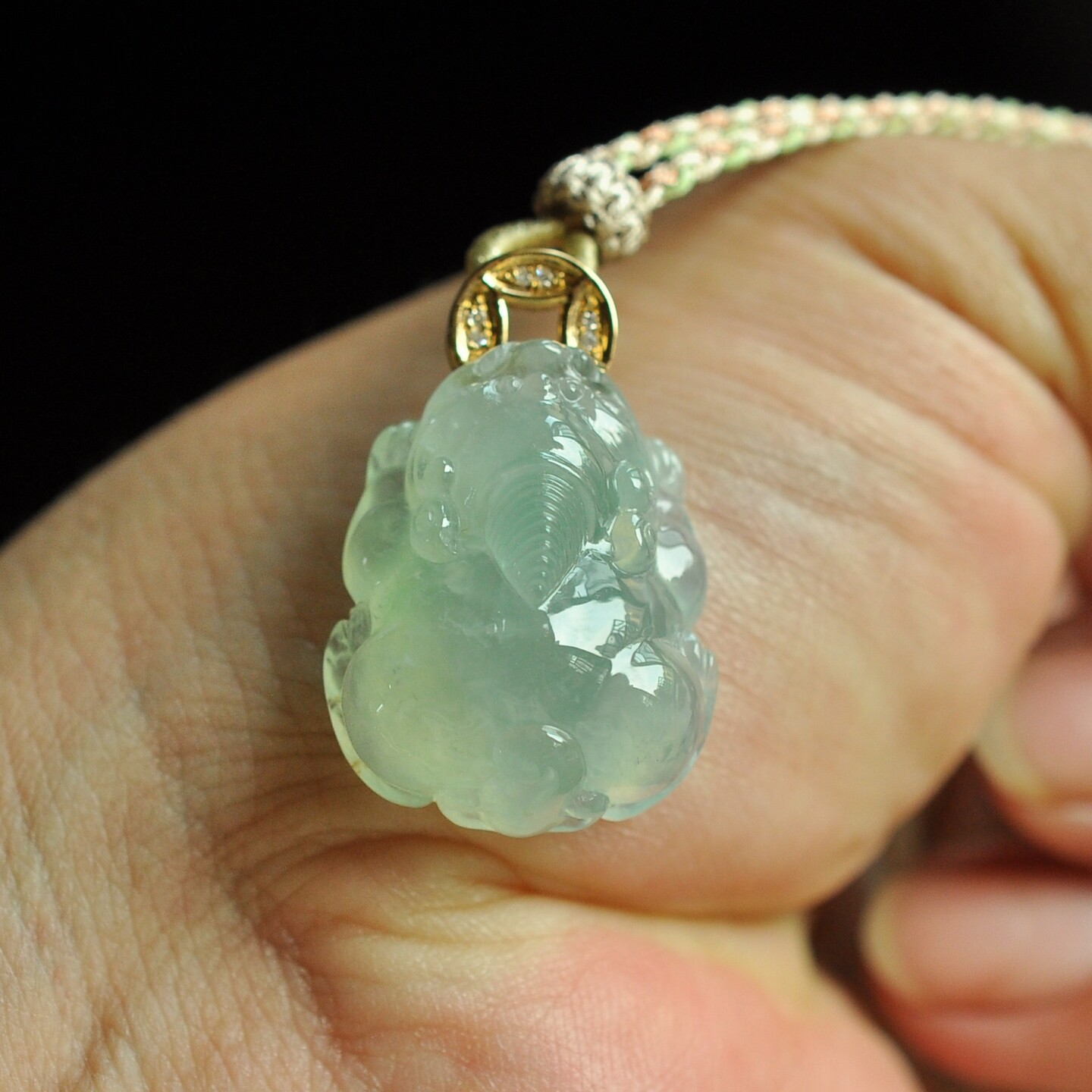 mk42老坑冰种冰晴绿满色立体招财貔貅天然缅甸A货翡翠18K镶嵌吊坠