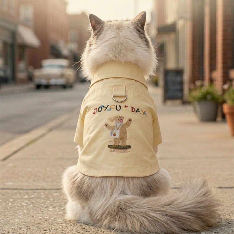 猫衣服春夏季薄款透气潮酷可牵引衬衫成幼猫两脚狗小狗猫宠物服饰