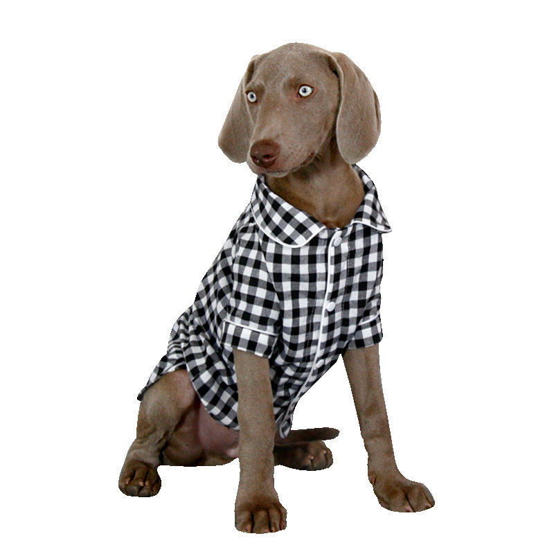 狗狗夏季衣服 小型犬睡衣猫咪大狗衬衫柴犬金毛比熊宠物格子衬衫