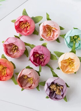 仿真水仙茶苞花朵绢花 diy手工花环婚庆头饰胸花草帽装饰品材料