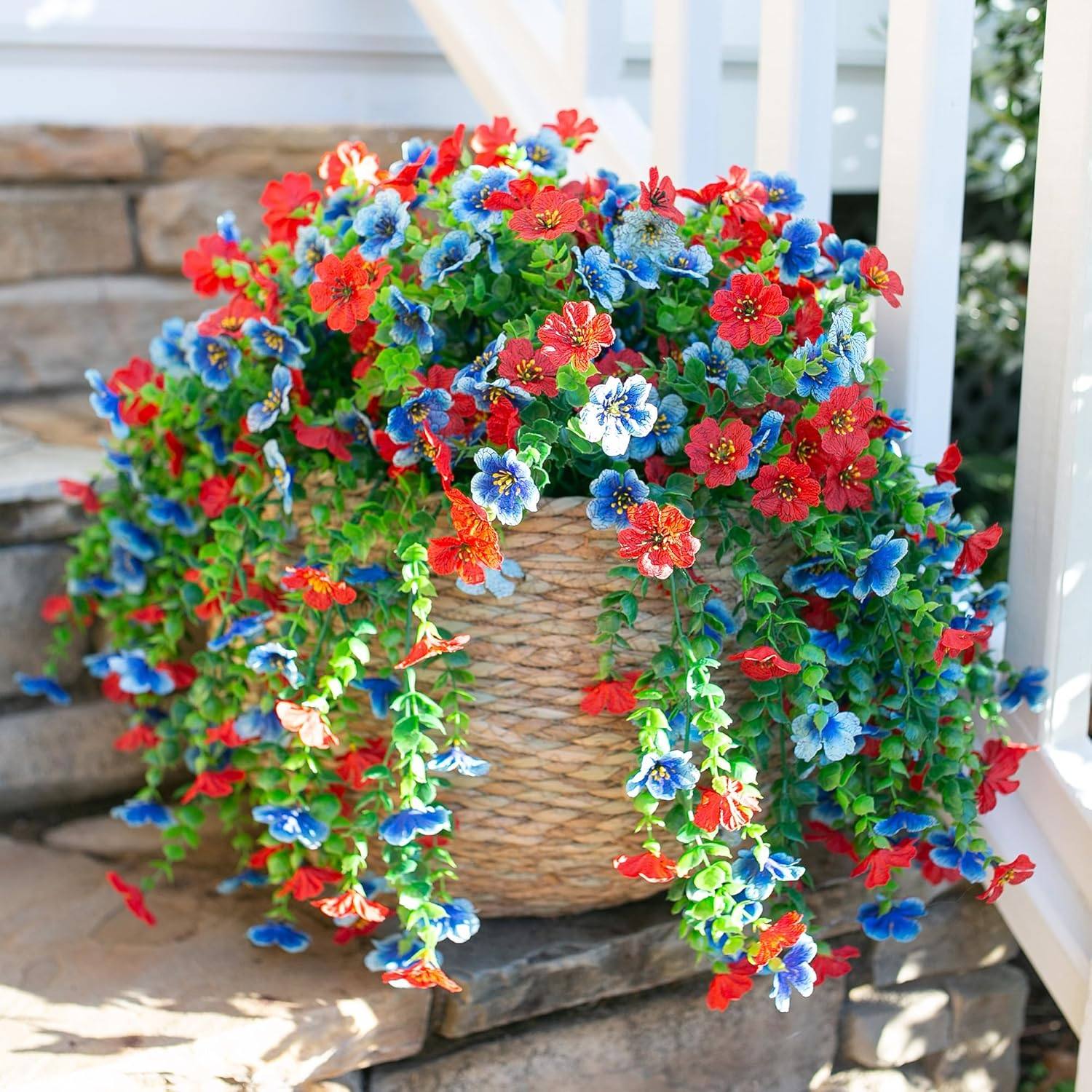 仿真人造45目紫罗兰牵牛花假花壁挂 尤加利绿植悬挂藤蔓家居装饰,家居饰品,仿真花/假花,淘宝优惠券,粉丝福利购,淘宝优惠卷