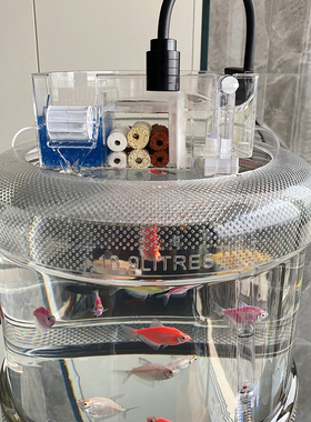 18.9升矿泉水桶养鱼支架改装底部放水阀上过滤透明纯净水桶养鱼缸