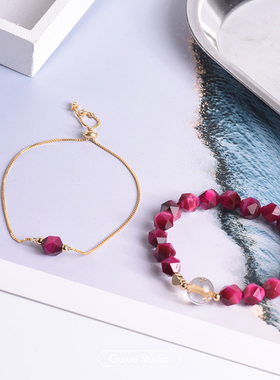 工作室红色切面玛瑙水晶虎眼石