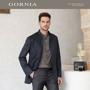 格罗尼雅男士 立领时尚 单西服利落中式 GORNIA 商务中年西装 外套