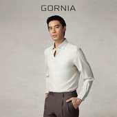 GORNIA格罗尼雅男士 感百搭商务通勤翻领衬衣男 丝羊绒时尚 长袖 衬衫
