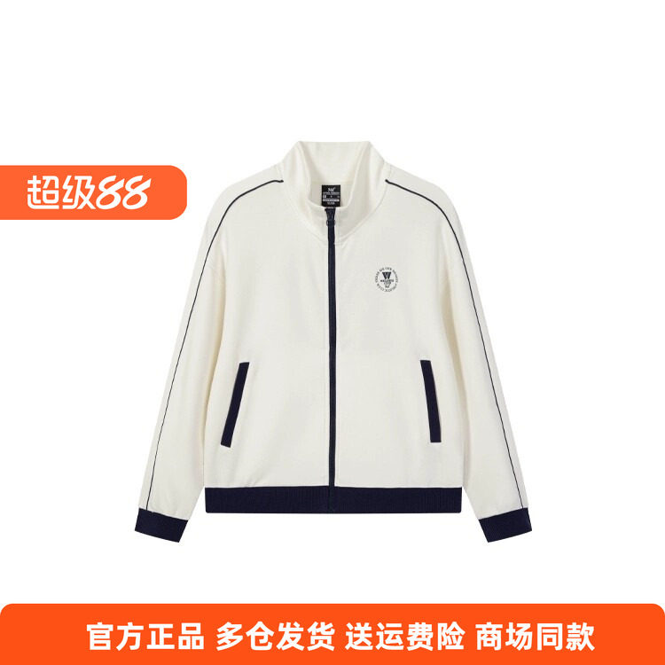 361度正品女士开襟卫衣立领新品2025秋春休闲拼色时尚运动外套女