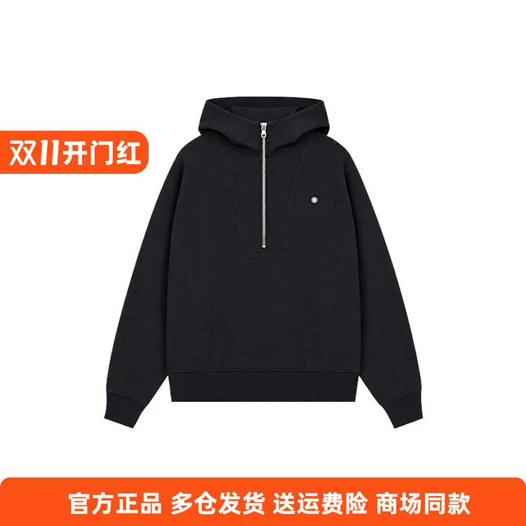 361度正品女士连帽套头卫衣半开襟新品2026秋春休闲帽衫运动上衣