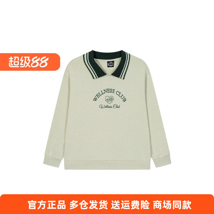 361度正品女式翻领卫衣2025秋季新品套头复古时尚长袖学生上衣女