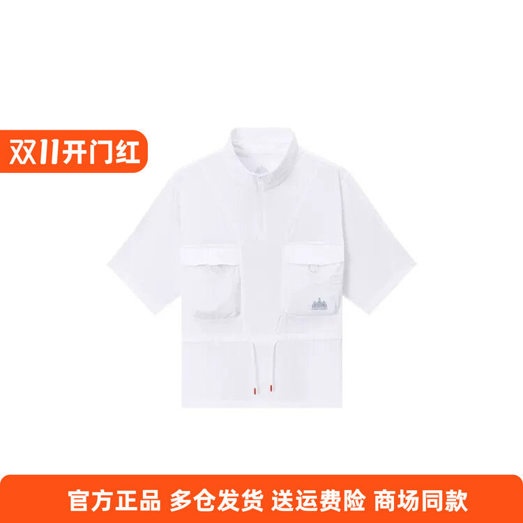 361正品女士立领短袖外套冰感新品2026秋夏休闲半开襟收腰套头衫