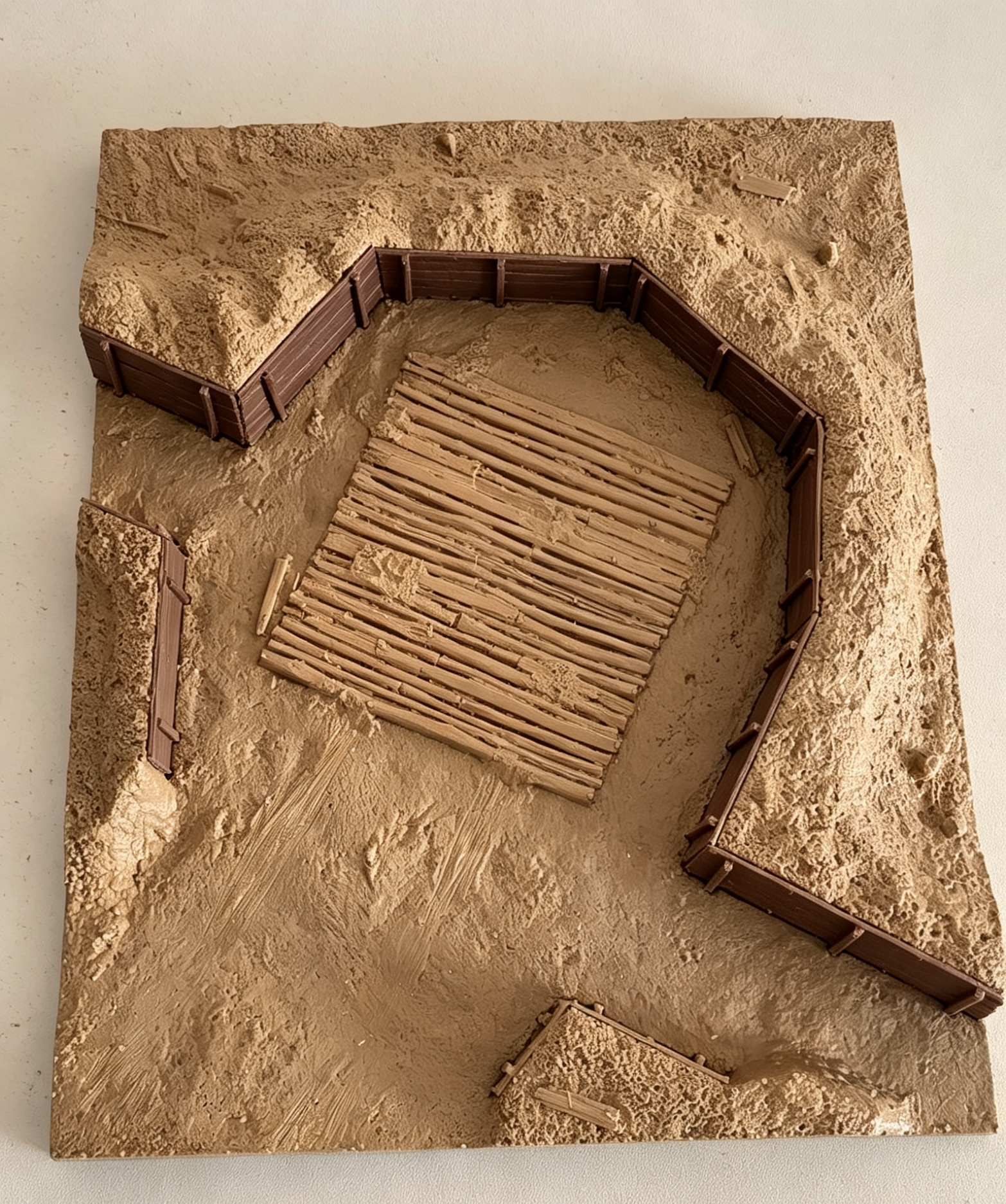 1/35二战野战木质加固火炮阵地场景，树脂素体（26x21）CM