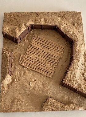 1/35二战野战木质加固火炮阵地场景，树脂素体（26x21）CM