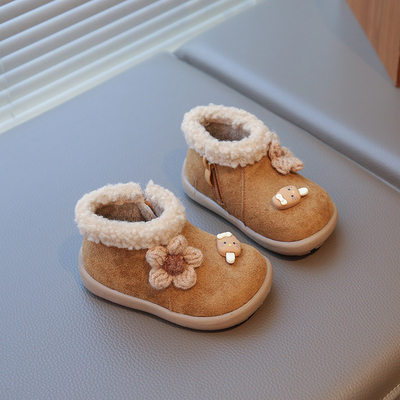 女宝宝学步鞋冬季棉靴保暖短靴