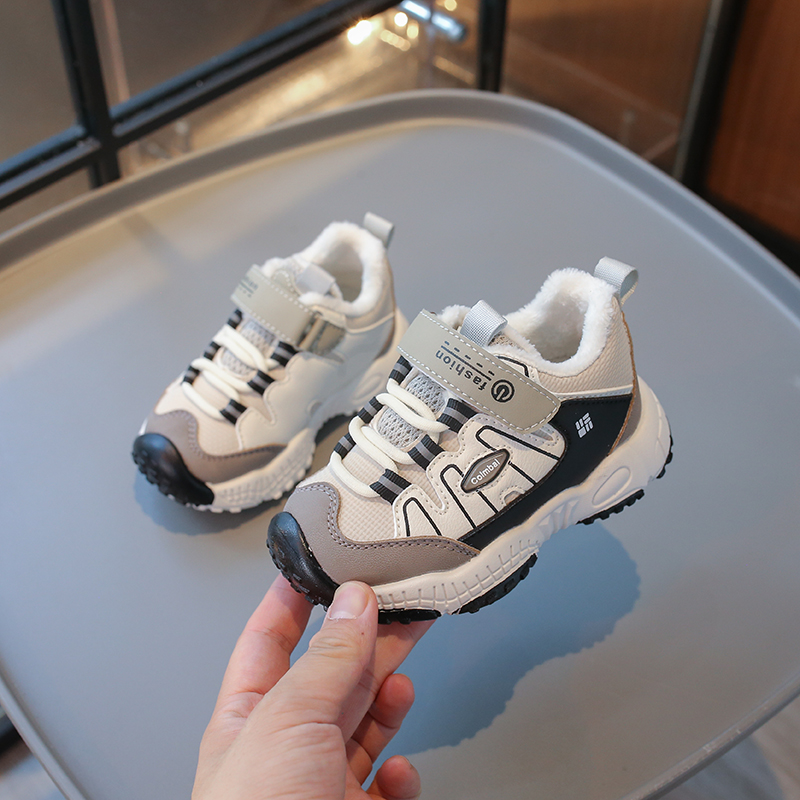 儿童加绒运动鞋2024冬季新款男女宝宝二棉鞋子保暖软底防滑老爹鞋