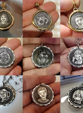 宠物头像定制吊坠纪念男女999银