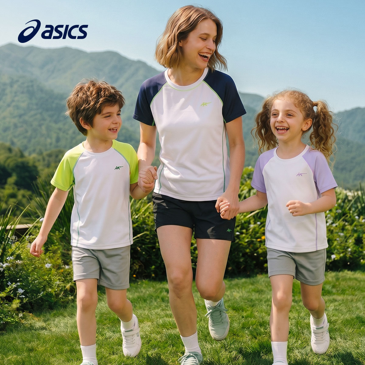 ASICS/亚瑟士儿童26夏季新款亲子款运动T恤短袖吸湿速干透气