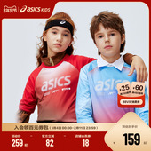 T恤撞色插肩袖 ASICS 亚瑟士儿童2026年渐变圆领运动长袖 吸湿速干