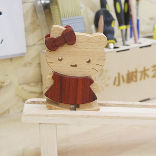 hellokitty木制玩具下坡木牛流马斜坡行走惯性益智DIY散件实木